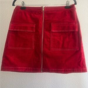 Urban Outfitters Red Cargo Mini Skirt